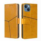 For iPhone 14 Plus Geometric Stitching Leather Phone Case (Yellow) - 1