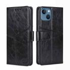 For iPhone 14 Plus Geometric Stitching Leather Phone Case (Black) - 1