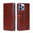 For iPhone 14 Pro Geometric Stitching Leather Phone Case(Dark Brown) - 1