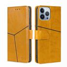 For iPhone 14 Pro Geometric Stitching Leather Phone Case(Light Brown) - 1