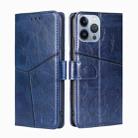 For iPhone 14 Pro Max Geometric Stitching Leather Phone Case (Blue) - 1