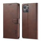 For iPhone 14 LC.IMEEKE Calf Texture Horizontal Flip Leather Case (Brown) - 1