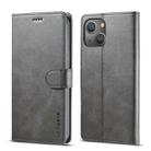 For iPhone 14 LC.IMEEKE Calf Texture Horizontal Flip Leather Case (Grey) - 1