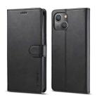 For iPhone 14 Plus LC.IMEEKE Calf Texture Horizontal Flip Leather Case (Black) - 1