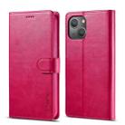 For iPhone 14 Plus LC.IMEEKE Calf Texture Horizontal Flip Leather Case (Red) - 1