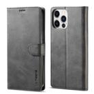 For iPhone 14 Pro LC.IMEEKE Calf Texture Horizontal Flip Leather Case(Black) - 1