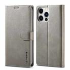 For iPhone 14 Pro Max LC.IMEEKE Calf Texture Horizontal Flip Leather Case (Grey) - 1