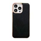 For iPhone 14 Pro Genuine Leather Luolai Series Nano Electroplating Phone Case(Black) - 1