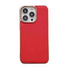 For iPhone 14 Pro Genuine Leather Luolai Series Nano Electroplating Phone Case(Red) - 1