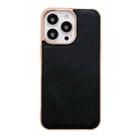 For iPhone 13 Pro Max Genuine Leather Luolai Series Nano Electroplating Phone Case (Black) - 1