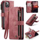 For iPhone 14 CaseMe C30 Multifunctional Phone Leather Case (Red) - 1