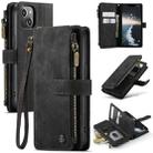 For iPhone 14 CaseMe C30 Multifunctional Phone Leather Case (Black) - 1