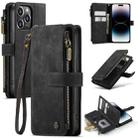 For iPhone 14 Pro Max CaseMe C30 Multifunctional Phone Leather Case (Black) - 1