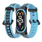 For Xiaomi Mi Band 7 / 7 NFC MIJOBS Unibody Two-color Silicone Watch Band(Black Sky Blue) - 1