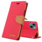 For iPhone 14 GOOSPERY CANVAS DIARY Canvas Texture Flip Leather Phone Case (Red) - 1