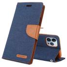 For iPhone 14 Pro GOOSPERY CANVAS DIARY Canvas Texture Flip Leather Phone Case(Navy Blue) - 1