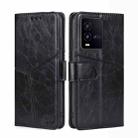 For vivo iQOO 10 Geometric Stitching Leather Phone Case(Black) - 1