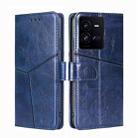 For vivo iQOO 10 Pro 5G Geometric Stitching Leather Phone Case(Blue) - 1