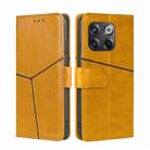 For OnePlus 10T Geometric Stitching Leather Phone Case(Yellow) - 1