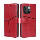 For OnePlus 10T Geometric Stitching Leather Phone Case(Red) - 1