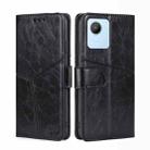 For Realme C30 4G/Narzo 50i Prime Geometric Stitching Leather Phone Case(Black) - 1