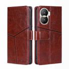 For Honor X40i Geometric Stitching Leather Phone Case(Dark Brown) - 1