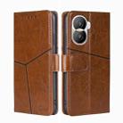 For Honor X40i Geometric Stitching Leather Phone Case(Light Brown) - 1