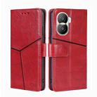 For Honor X40i Geometric Stitching Leather Phone Case(Red) - 1