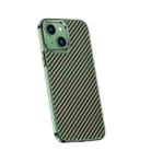 For iPhone 14 Carbon Fiber Kevlar Electroplate Phone Case (Green) - 1