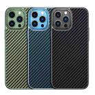 For iPhone 13 Carbon Fiber Kevlar Electroplate Phone Case(Green) - 2