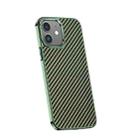 For iPhone 12 Carbon Fiber Kevlar Electroplate Phone Case(Green) - 1