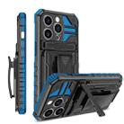 For iPhone 14 Pro King Kong Back Clip Series Holder Phone Case(Blue) - 1