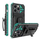 For iPhone 14 Pro Max King Kong Back Clip Series Holder Phone Case (Green) - 1