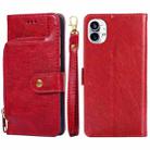 For Nothing Phone 1 Zipper Bag Leather Phone Case(Red) - 1