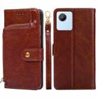 For Realme C30 4G/Narzo 50i Prime Zipper Bag Leather Phone Case(Brown) - 1