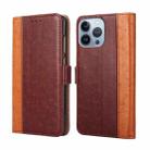 For iPhone 14 Pro Ostrich Texture Flip Leather Phone Case(Brown) - 1