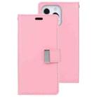 For iPhone 14 Pro Max GOOSPERY RICH DIARY Crazy Horse Texture Leather Case (Pink) - 1