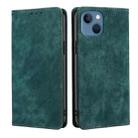 For iPhone 14 Pro RFID Anti-theft Brush Magnetic Leather Phone Case(Green) - 1