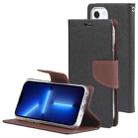 For iPhone 14 GOOSPERY FANCY DIARY Cross Texture Leather Case (Black Brown) - 1