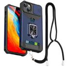 Lanyard Slide Camshield Ring Card Phone Case For iPhone 14(Blue) - 1