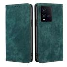 For vivo iQOO 10 RFID Anti-theft Brush Magnetic Leather Phone Case(Green) - 1