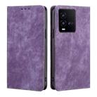 For vivo iQOO 10 RFID Anti-theft Brush Magnetic Leather Phone Case(Purple) - 1