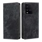 For vivo iQOO 10 RFID Anti-theft Brush Magnetic Leather Phone Case(Black) - 1