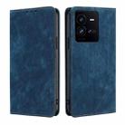 For vivo iQOO 10 Pro 5G RFID Anti-theft Brush Magnetic Leather Phone Case(Blue) - 1