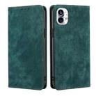 For Nothing Phone 1 RFID Anti-theft Brush Magnetic Leather Phone Case(Green) - 1