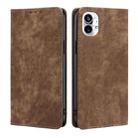 For Nothing Phone 1 RFID Anti-theft Brush Magnetic Leather Phone Case(Brown) - 1