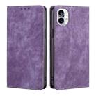 For Nothing Phone 1 RFID Anti-theft Brush Magnetic Leather Phone Case(Purple) - 1