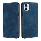 For Nothing Phone 1 RFID Anti-theft Brush Magnetic Leather Phone Case(Blue) - 1