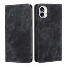 For Nothing Phone 1 RFID Anti-theft Brush Magnetic Leather Phone Case(Black) - 1