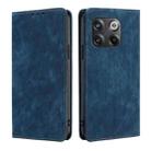 For OnePlus 10T RFID Anti-theft Brush Magnetic Leather Phone Case(Blue) - 1